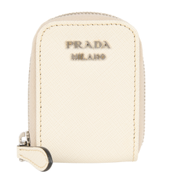 Prada Mini Zipped Pouch, Leather, White, MII, 2*